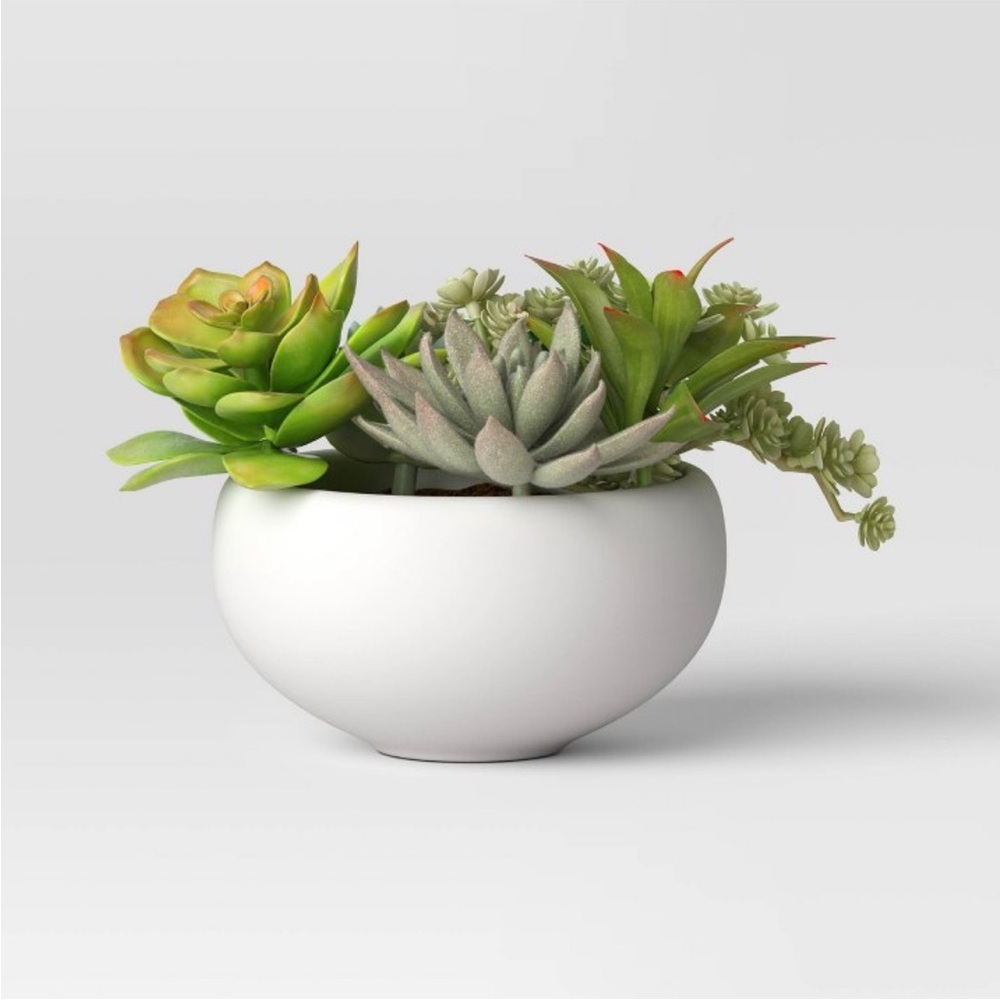 THRESHOLD NWT tray succulents faux plant -6.5”